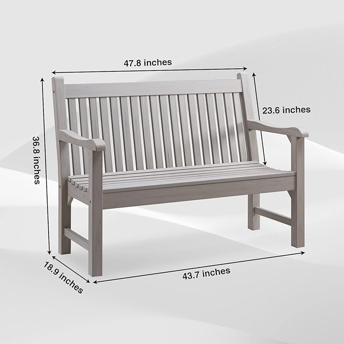 Psilvam Garden Bench, 2-Person Poly Lumber Patio Bench, All-Weather Outdoor Bench That Never Rot and Fade, Memorial Bench, Suit for Garden, Porch and Park(Grey) PsilvamGardenFurniture