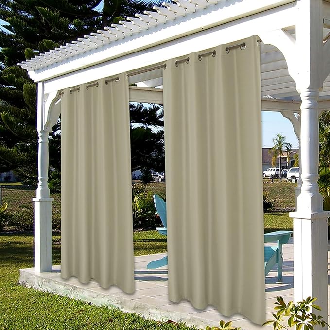 BONZER Outdoor Curtains for Patio Waterproof Thick Privacy Grommet Light Filtering Outside Curtains for Porch Pergola Gazebo Deck, 1 Panel, 54W x 108L inch, Taupe Bonzer