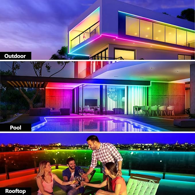 65.6FT Outdoor LED Strip Light Waterproof,IP68 Outside RGB+IC Light Strip with App/Remote Control,Chase Mode,Music Sync Rope Light for Balcony,Deck,Rooftop,Garden,Pool httpsmp