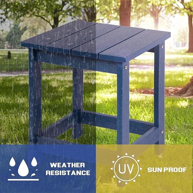LZRS Adirondack Square Outdoor Side Table for Patio, Pool Composite Patio Table,HDPE End Tables for Backyard,Pool, Indoor Companion, Easy Maintenance & Weather Resistant(Navy Blue) LZRSPET