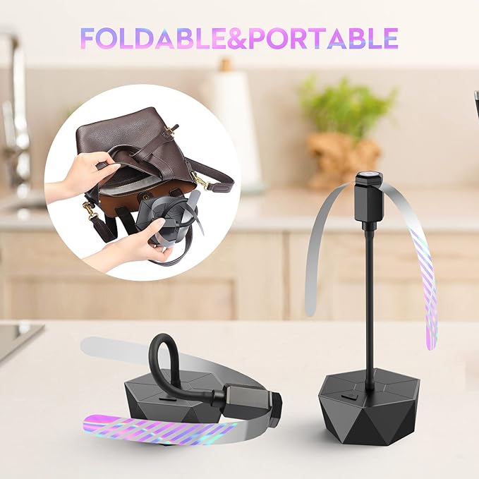 Fly Fans for Tables, Fly Repellent Fan Outdoor Indoor Keep Flies Away, Fly Repellent Fans for Tables with Holographic Blades for Picnic, Party, Restaurant, Kitchen, and BBQ, 4 Pack Black PIMAG