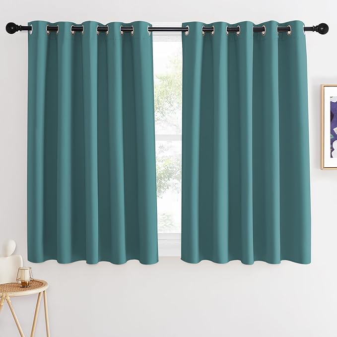 NICETOWN Blackout Curtains 54 Inches Long, Thermal Insulated Room Darkening Curtains for Bedroom, Window Treatment Drapes for Living Room Nursery (W66 x L54 Inch, Sea Teal, 1 Panel) NICETOWN