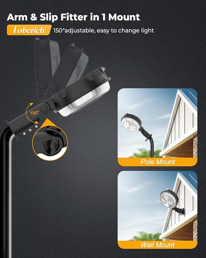 LED Barn Light 4 Packs, 150W 20000LM Yard Area Lights Dusk to Dawn Outdoor Lighting with Upgraded Photocell 6500K Adjustable Angle Daylight IP66 Waterproof Street Lights for Farmhouse/Garage ToberichUltraBrightLight