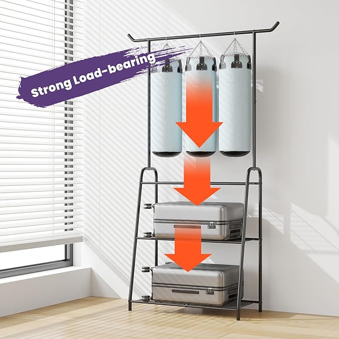 Metal Plant Stand Indoor Outdoor, 3 Tier Tall Corner Plant Shelf, Hanging Flower Ladder for Living Room, Balcony, Garden, Patio (Black) Rootora
