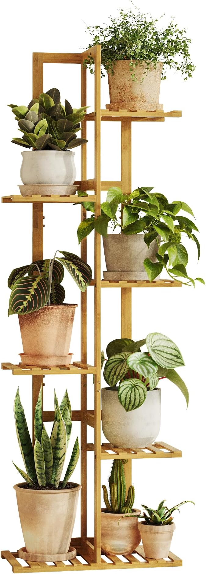 Bamworld Bamboo Plant Stand Indoor 6 Tiered Plant Shelf Outdoor Corner Plant Rack for Multiple Plants Flower Stand Plant Holder for Living Room Bedroom Balcony Patio Garden 48 Inch Natural Bamworld