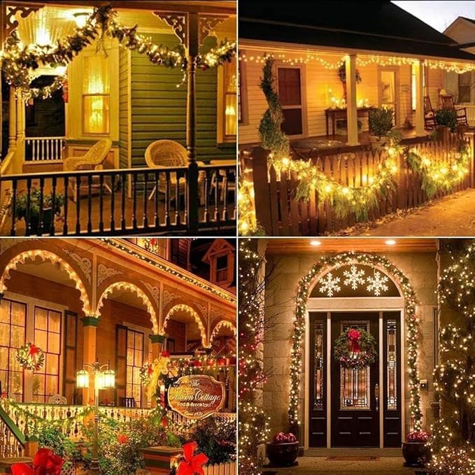 Joomer Solar Fairy Lights, 4-Pack Total 104FT 320LED Solar String Lights Outdoor Waterproof 8 Lighting Modes for Patio Fence Party Garden Yard Home Holiday Tree Outdoor Decoration (Warm White) Joomer