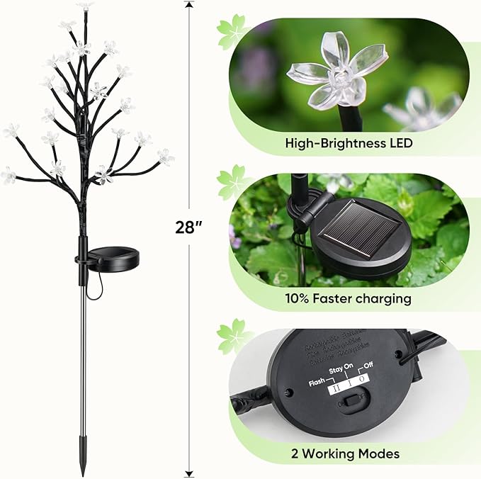 Solar Garden Lights Outdoor,Solar Lights Outdoor Decorative Waterproof for Outside 8Pack,160Led Solar Flowers Garden Decor, Yard Pathway,Patio Fairy Decorations,Gardening Gifts for Women Mom IUEECEN
