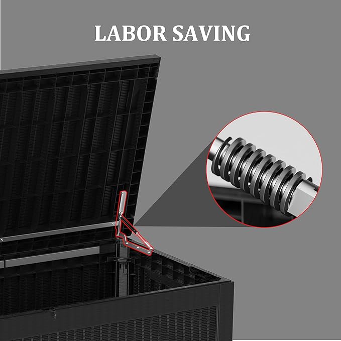 TARKARI 150 Gallon Lockable Resin Deck Box, Waterproof & UV-Resistant Outdoor Storage Box for Outdoor Cushion Storage, Garden Tools & Pool Accessories Storage, Black Home