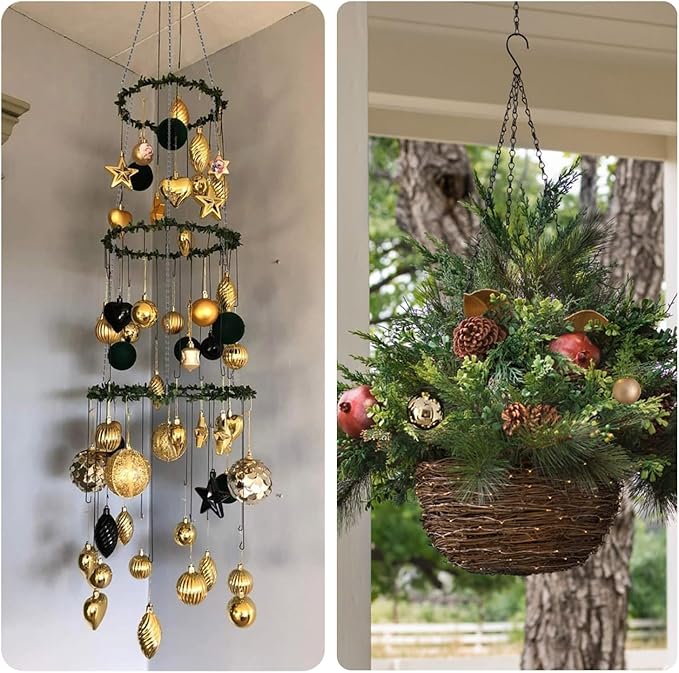 Adjustable Hanging Chain with Hooks, 20.8", Black 15pcs Heavy Duty for Hanging Grow Lights, Christmas Wreath, Neon Sign, Indoor Plants, Bird Feeders HEDGBOBO