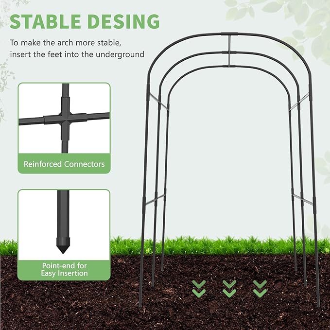 DoCred Tall Garden Arch Trellis for Climbing Plants, 83 Inch Tall Metal Plant Support Trellis Archway for Climbing Vine Vegetable/Fruit/Flower Outdoor Yard Lawn Garden Arch Tunnel Trellis DoCred