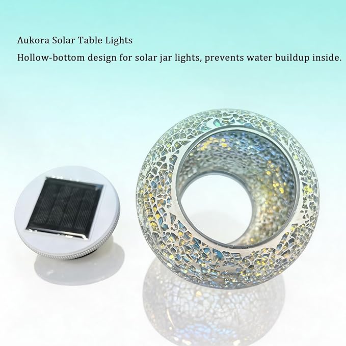 Aukora Color Changing Solar Powered Glass Ball Garden Lights, Table Lamps Waterproof Night Light for Patio, Bar, Party, Yard, Room, Wine Cabinet, Outdoor/Indoor Decorations, Ideal Gift(Crack Glass) AUKORA