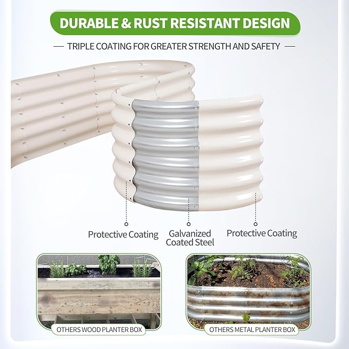 Galvanized Raised Garden Bed Outdoor- 2 Pcs Raised Beds for Gardening| Metal Planter Box, Steel Raised Garden Bed Kit with Gloves for Vegetables, Flower, Herbs (6x2x1.4FT, White) Permade