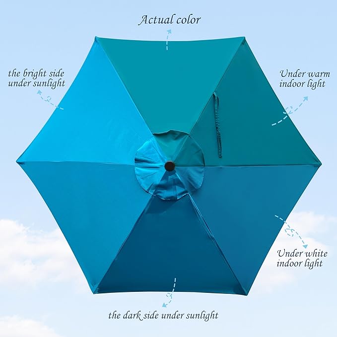 Blissun 7.5 ft Patio Umbrella, Yard Umbrella, Outdoor Market Umbrella with Push Button Tilt Crank (Cerulean) Blissun
