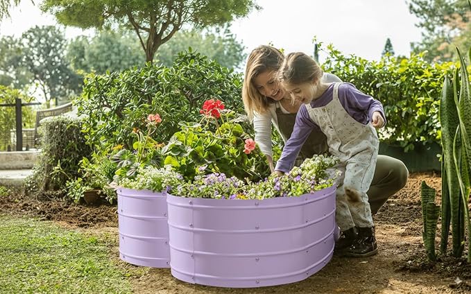 Plant & Plot Galvanized Raised Garden Beds Outdoor // Planter Raised Beds for Gardening, Vegetables, Flowers // Large Metal Garden Box (Lavender) // Tool-Free Assembly PlantPlot