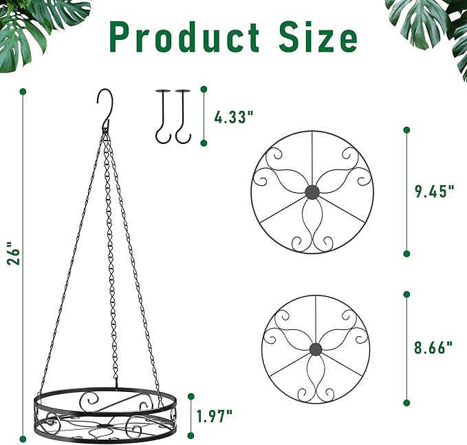 2-Pack Hanging Planters for Indoor Plants - Heavy Duty Metal Plant Hanger Indoor with 3 Chains and Hooks – Aesthetic Hanging Plant Holder for an Instant Gardening Decor Qiaomeiysp