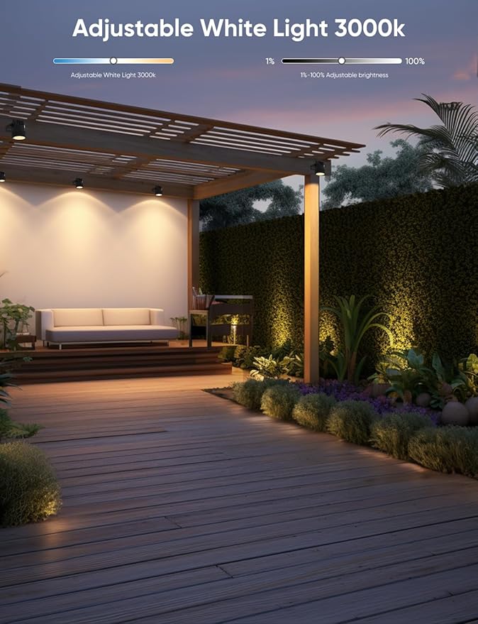 APPECK Landscape Lighting, RGBW Color Changing Low Voltage Landscape Lights with APP Control, IP65 Waterproof Outdoor Spotlights for Garden Yard Outside Decoration, 4 Pack APPECK