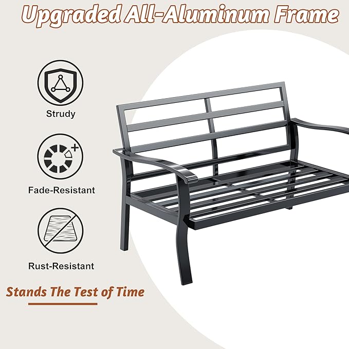 HOMREST Outdoor Loveseat Aluminum Patio Furniture Sofa, All-Weather Metal Outdoor Couch with Cushions, Blue HOMREST