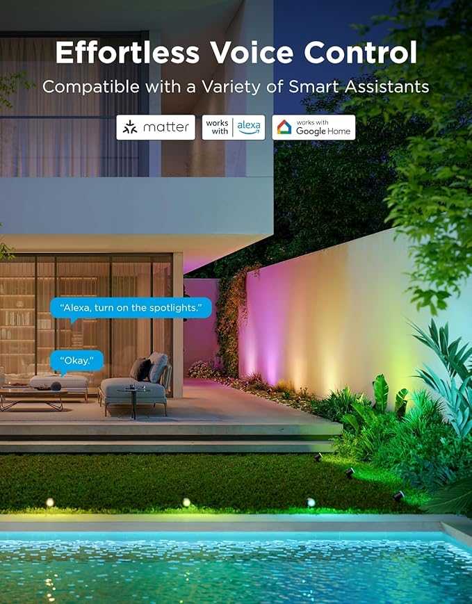 Govee Outdoor Spot Lights 2, IP67 Waterproof Spotlights, Landscape Lights Work with Matter, Alexa, and Google Assistant, RGBWIC Color Changing Light for Outdoor Decor, Patio Decorations, 4 Pack Govee