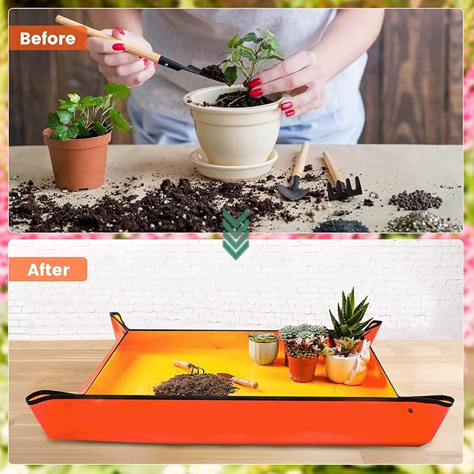 Large Repotting Mat for House Plants Transplanting and Potting Soil Mess Control, Unique Gardening Gifts for Women & Men Mom Birthday Gift Plant Lover Gifts FocusonGardeningProjects