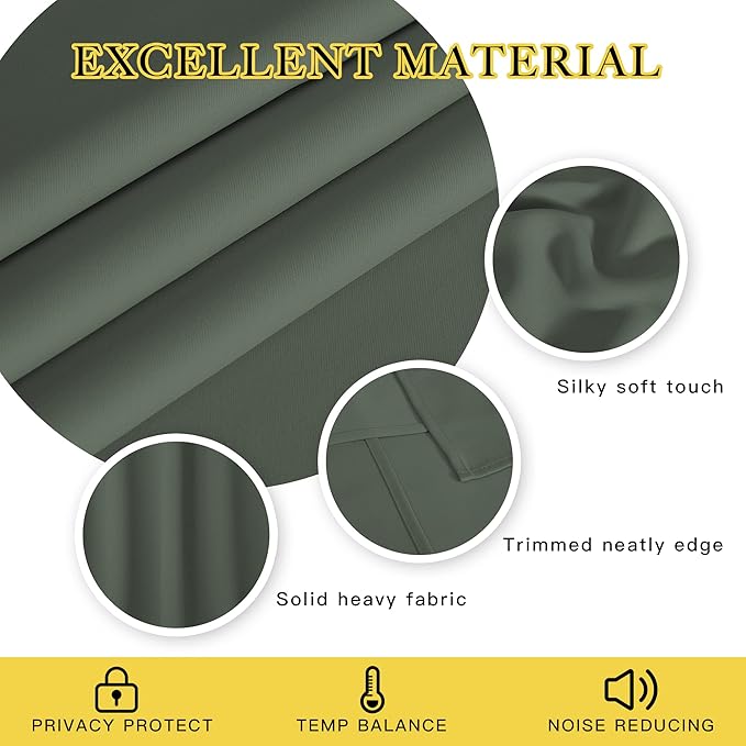 NICETOWN Dark Mallard Blackout Curtains for Bedroom/Living Room 132 Inch Length - Thermal Insulated Room Darkening Grommet Top Window Curtains (100 by 132 - Inch, 1 Panel) NICETOWN