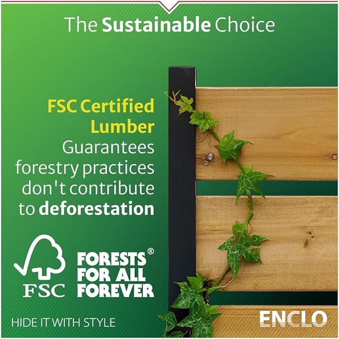 5ft H x 3.2ft W (1 Panel) No Dig Enclo Concord Cedar Wood Privacy Screen, Great to Hide Trash Cans, Decorative Patio Privacy Screen, Outdoor Privacy Fence Panel, Air Conditioner Fence, EC18022 Enclo