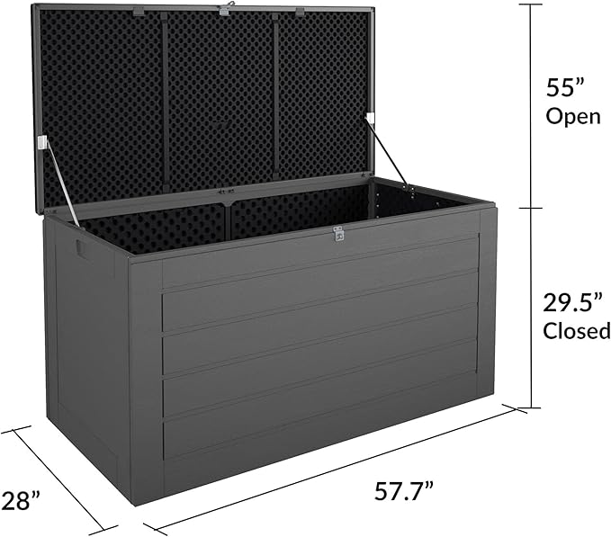 Cosco Outdoor Living 88180BGY1E Cosco Outdoor Patio Storage, Extra Large, 180 Gallons, Charcoal Deck Box, Black/Gray CoscoProducts