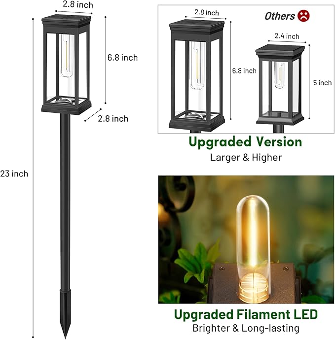 BesLowe Upgraded Solar Pathway Lights Outdoor, 12-Pack Large LED Solar Light Outdoor Waterproof, Super Bright Outside Lights for Yard, Sun-Powered Landscape Lighting for Garden Walkway, Warm White BringYouBrightFuture