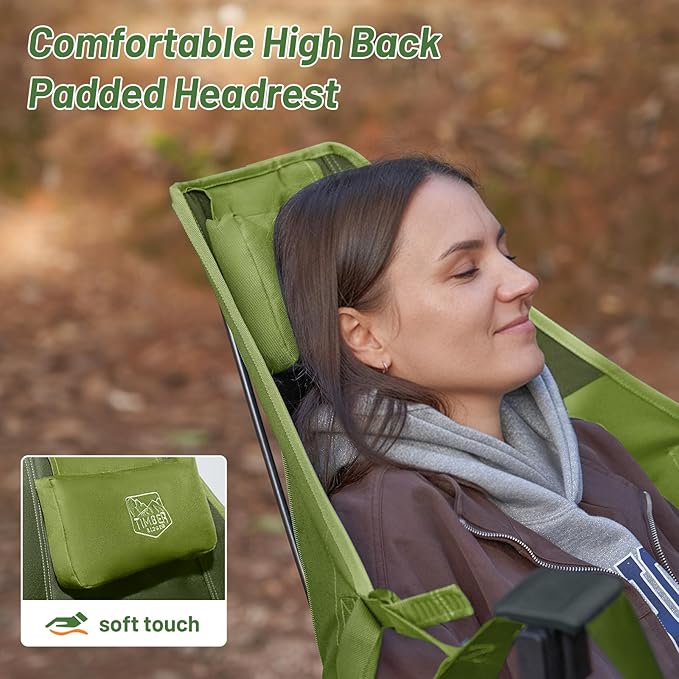 TIMBER RIDGE Hammock Camping Chair with Adjustable Backrest, Heavy Duty Folding Hammock Chair Supports 300lbs, Portable Hammock Chair for Camping, Travelling and Patio, Green TIMBERRIDGE