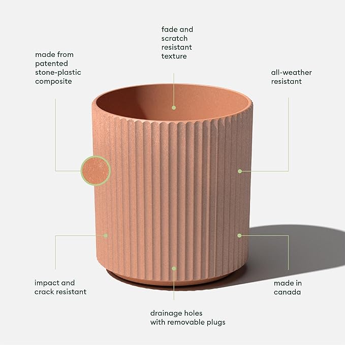 Veradek Demi Series Round Planter for Porch, Patio, Backyard | Durable Plastic-Stone Composite Material | Modern Décor for Tall Plants, Flowers VeradekOutdoor