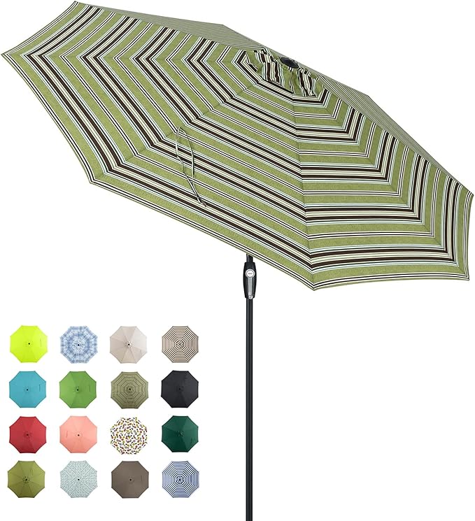 Tempera Patio Market Outdoor Table Umbrella with Auto Tilt and Crank, Large Sun Umbrella with Sturdy Pole & Fade Resistant Canopy, Easy to Set TemperaPatioLife