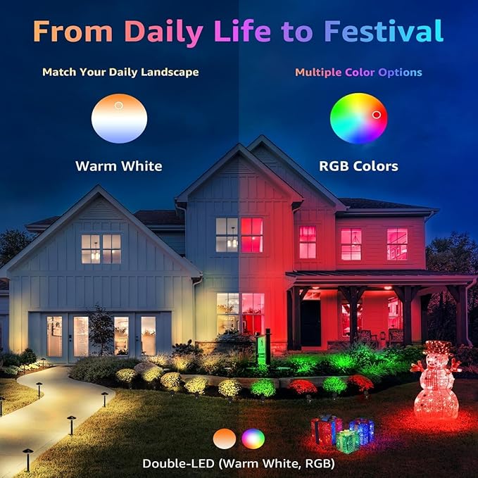 Halloween Christmas Spotlight Outdoor Color Changing Landscape Spotlights,12W RGBW LED Outdoor Spot Lights for Yard Garden Decor,Waterproof 110V Plug in Landscape Lighting with Remote,6 Packs Qeeanmo
