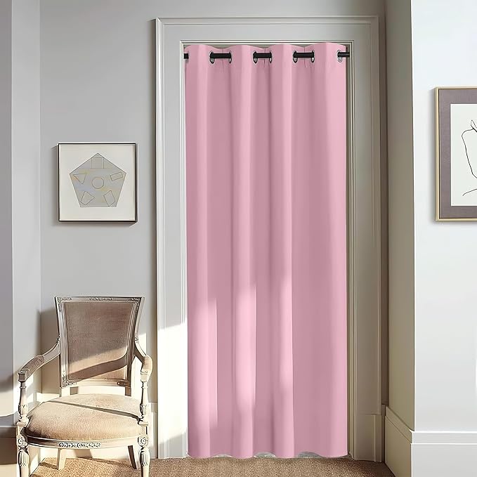 NICETOWN Door Curtain for Closet Doors 80 Inches Long 1 Panel, Blackout Doorway Curtain for Open Closet Bedroom, Room Divider Living Room for Privacy (Rouge Pink, 1 Panel, 46W x 80L) NICETOWN
