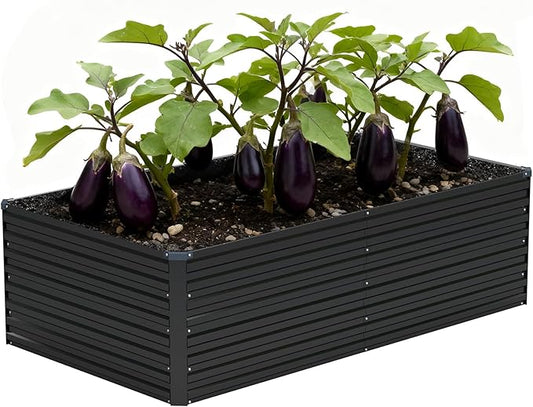Vengarus 6x3x2FT Galvanized Raised Garden Bed Kit, Deep Root Planter Box for Vegetables, Flowers, Herbs, and Succulents - 269 Gallon Capacity,Black Vengarus