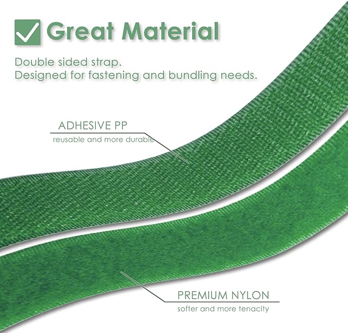 Garden Tie Green Tape, Plant Supports, Gentle On Plants (98.4ft × 0.6 inch, 1 roll, Green) plantactic