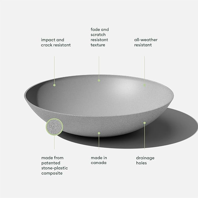 Veradek Mason Series Lane Bowl Planter| for Indoor or Outdoor Tabletops/Gardens |Made from Plastic-Stone Composite with Drainage Holes|Modern Décor for Flowers, Succulents, Small Plants VeradekOutdoor