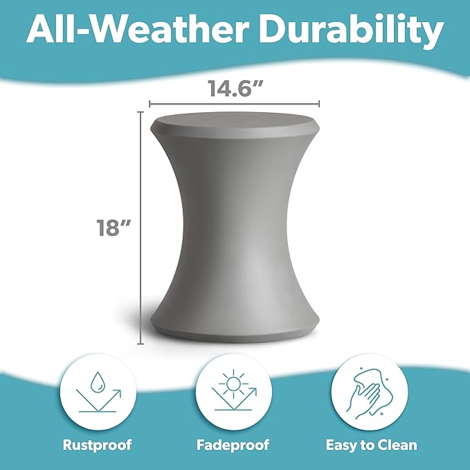 Coast Modern Outdoor Side Table - Lounger Table for Inside Pool or on Patio - All-Weather Furniture for Sun Shelf Up to 15" - Gray GoSports