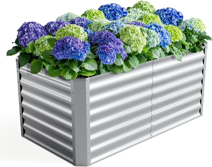 4X2X2ft (1 Pack) Galvanized Raised Garden Bed,Outdoor Planter Box Metal Patio Kit Planting Bed for Vegetables Flowers Herb Anmiro