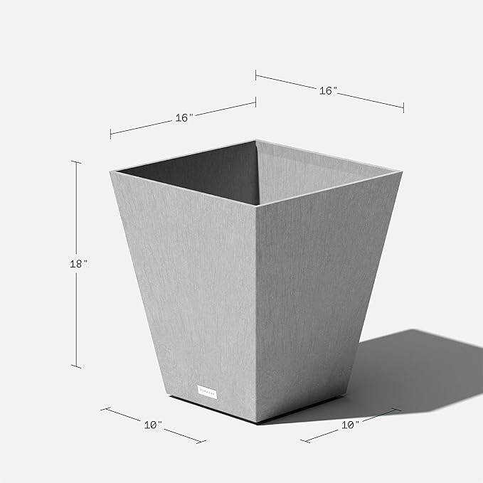 Veradek Pure Series Nobleton Plastic Planter - Large Pots for Indoor or Outdoor Porch/Patio | Durable All-Weather Use with Drainage Holes | Modern Planter Décor for Flowers, Shrubs, Trees VeradekOutdoor
