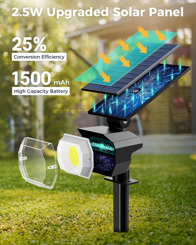 btfarm 4 Pack Solar Spot Lights Outdoor Waterproof IP65-1000LM 52 LED Solar Spotlights Uplights with 3 Modes & 180° Adjustable Panel, Landscape Lighting Outside for Yard Pathway Trees (Warm White) btfarmdecorativelighting