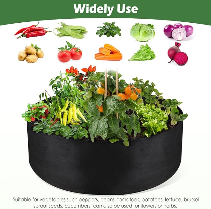 LBTING 2Pcs 50 Gallon Plant Grow Bags, Fabric Raised Planting Bed Heavy Duty Non-Woven Fabric Planter Pots for Garden Vegetables Flowers LBTING