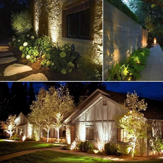 SUNTHIN Outdoor Landscape Lighting, 10 Pack Outdoor Spot Lights with Transformer for Yard, Plant, Lawn, Tree, Flags, House, Garden, Fence Use, IP65 Waterproof & Connectable SUNTHIN