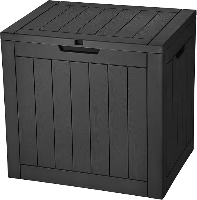 YITAHOME 30 Gallon Deck Box Outdoor Storage Box, Waterproof Resin Package Delivery and Storage Box with Lockable Lid for Patio Furniture Cushions, Pool Accessories, Garden Tools, Black YITAHOME