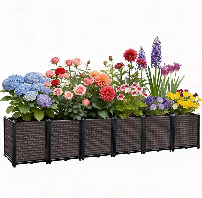 Large Planters for Outdoor Plants - Deepened 20" H, Raised Beds for Gardening Self Watering, Elevated Planter Box with Legs, Rectangular Garden Planters for Outdoor Plants Flowers, 94.4"L x 15.7"W TooCust