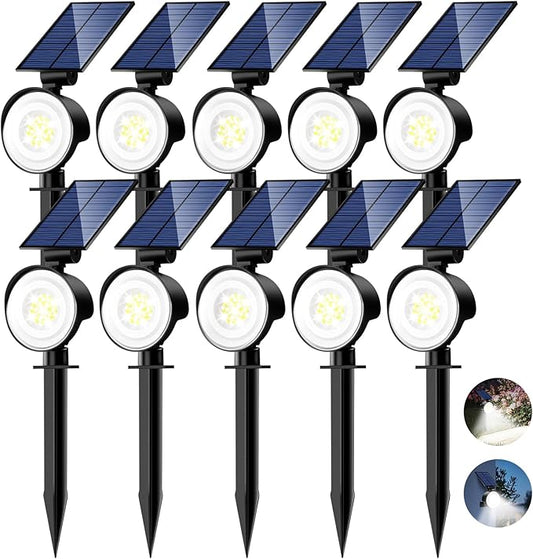 nipify 10 Pack Solar Spot Lights Outdoor Waterproof with 3 Modes, Solar Spotlight Light for Outside Yard Landscape Lighting Pathway Lights Wall,Cool White Nipify