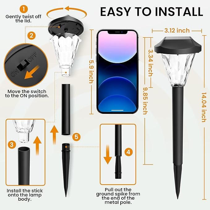 GIGALUMI 12 Pack Solar Lights Outdoor Waterproof, Outdoor Solar Lights for Yard, Solar Garden Lights, Yard Decorations Outdoor for Pathway, Patio, Garden, Driveway, Lawn, and Landscape(Warm White) GIGALUMI