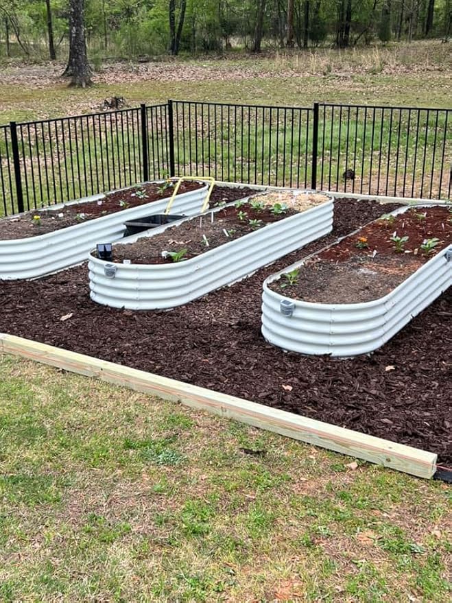 A ANLEOLIFE 3-Pack 12X3X1.5ft & 81x81x18 in Deep Root Galvanized Raised Garden Beds Outdoor for Planting Vegetables Flowers Herb, Antique White AAnleolife