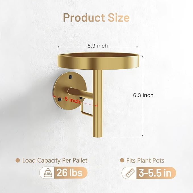 YUOROS 3 Pack Wall Plant Holder Stand Wall Planters for Indoor Plants Hanging Window Plant Hanger Decor (Gold) YUOROS