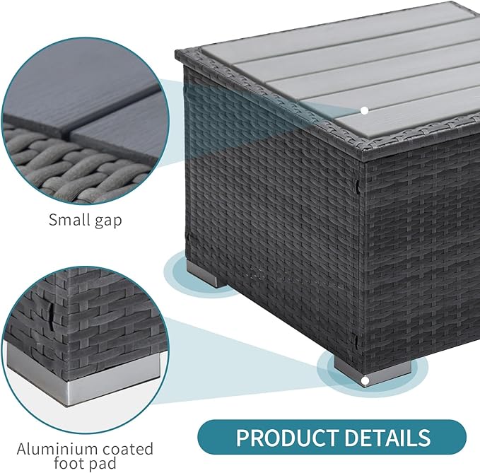 NICESOUL 11 Piece L Shaped Outdoor Conversation Set, 29.3'' High Back Comfy Wicker Patio Sectionals, Large Size Wide & Deep Seat Sofa Couches, 9 Seater Modern Furniture, 2 Color Cushion Teal & Gray NICESOUL