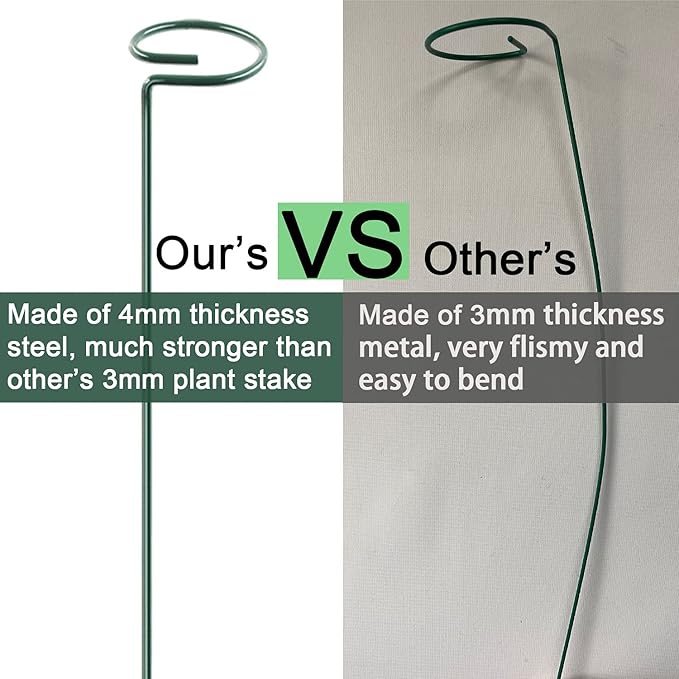 HiGift 20 Pack 24 Inch Plant Support Stakes, Single Stem Flower Support Stakes and Rings for The Garden, Metal Garden Stakes for Tall Plant Vegetables Amaryllis Orchid Lily Sunflower Rose Narcissus HiGift