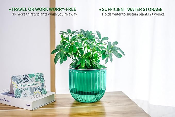 Melphoe 2 Pack Self Watering Hanging Planters Indoor Flower Pots, 6.5 Inch Outdoor Hanging Plant Pot Basket, Plant Hanger with 3Hooks Drainage Holes for Garden Home Melphoe